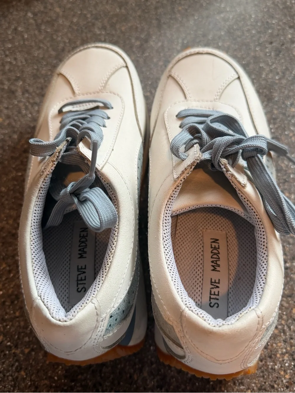 Steve Madden Women’s Platform Sneakers White Gray Gum Sole Size 6.5